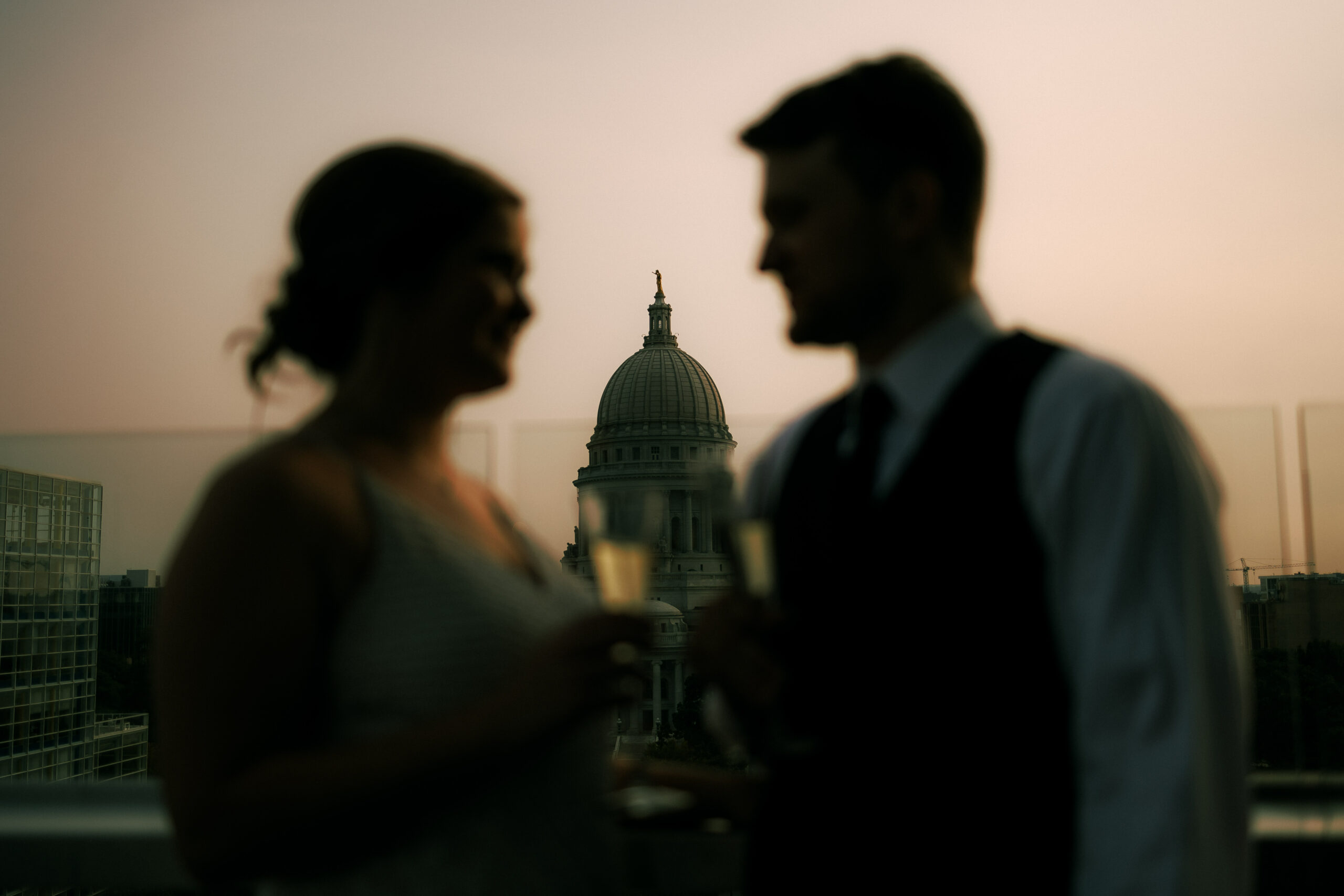 silhouette of couple on their wedding day in madison wisconsin